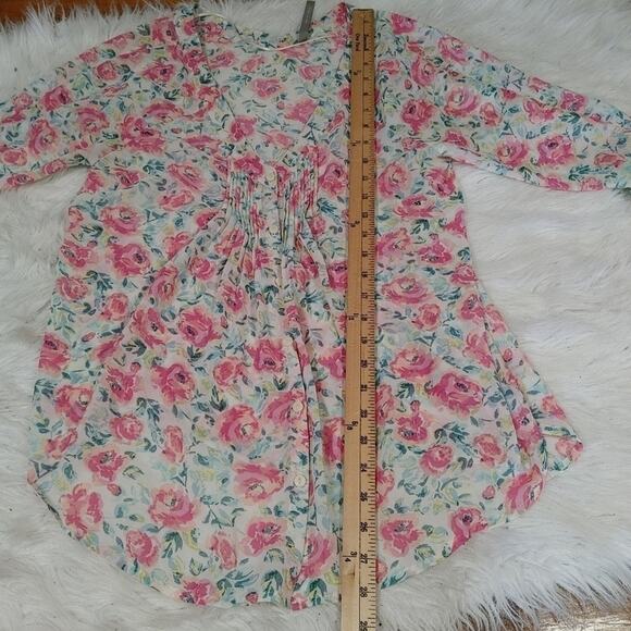 Lauren Conrad LC Sheer Size Medium M Floral Flower Button Up Blouse Top - Picture 3 of 12